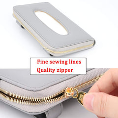Carstuus tissue-case clip-back keeps the holder secure on visor or backseat.