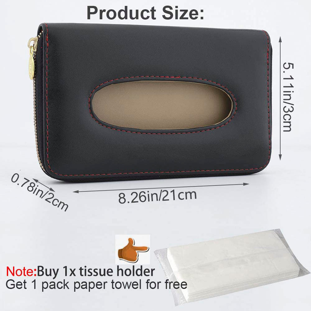 Cartisen backseat tissue case attaches securely for easy cleanups on long trips.