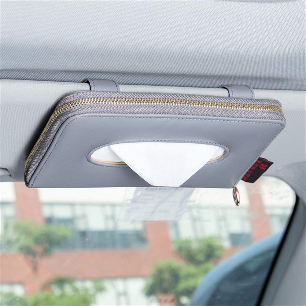 Cartisen sun visor tissue holder in grey, easy to reach.