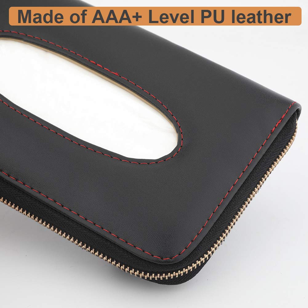 Cartisen PU leather tissue holder clip delivers stylish organization on the road.