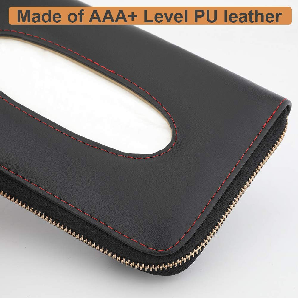 Cartisen PU leather tissue holder clip delivers stylish organization on the road.