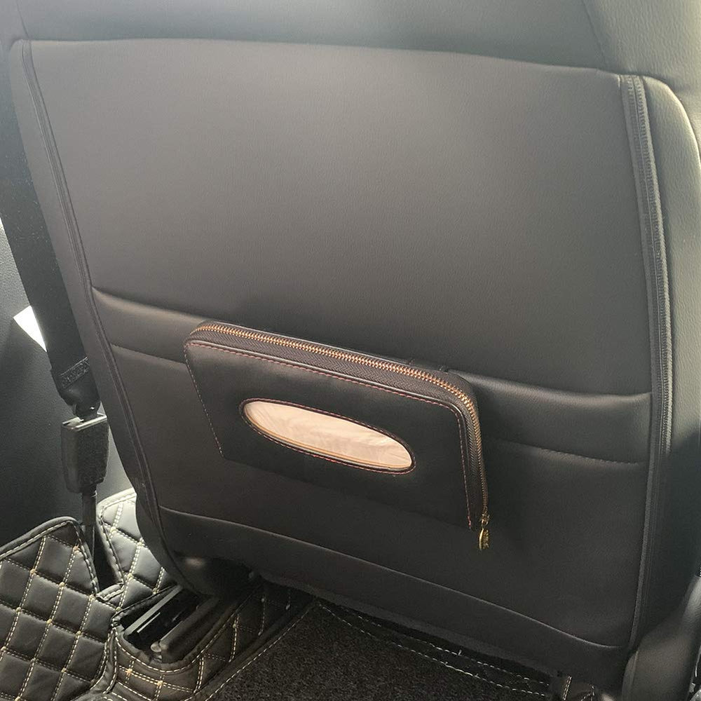 Cartisen tissue box inside car visor keeps papers handy during commutes.