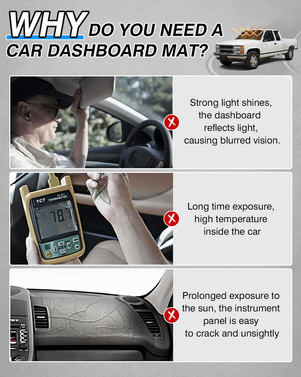 CARTIST dash cover for Tahoe/Suburban and GMC Sierra provides tailored protection.