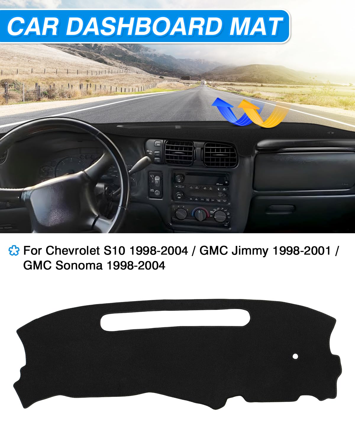 CARTIST dash cover on GMC Jimmy dashboard protecting from sun and dust