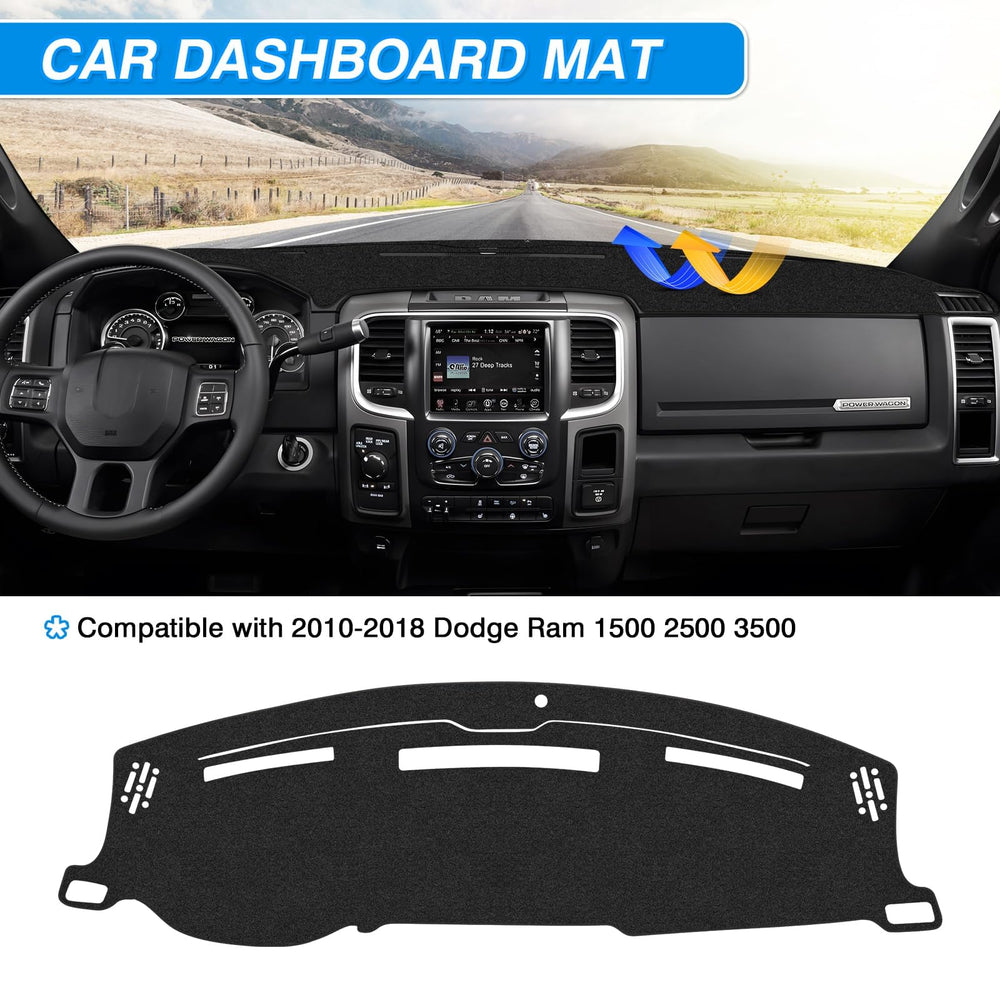 CARTIST dash cover for Ram 3500 provides UV shield to slow fading.