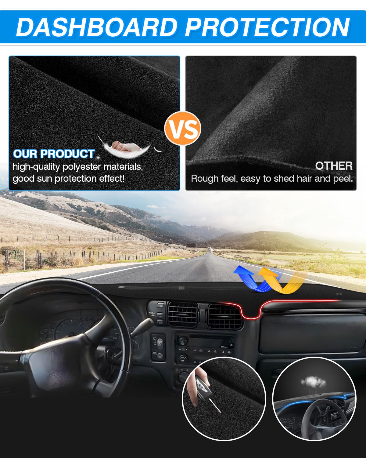 CARTIST UV-shield dash mat protecting dashboard from heat and sun
