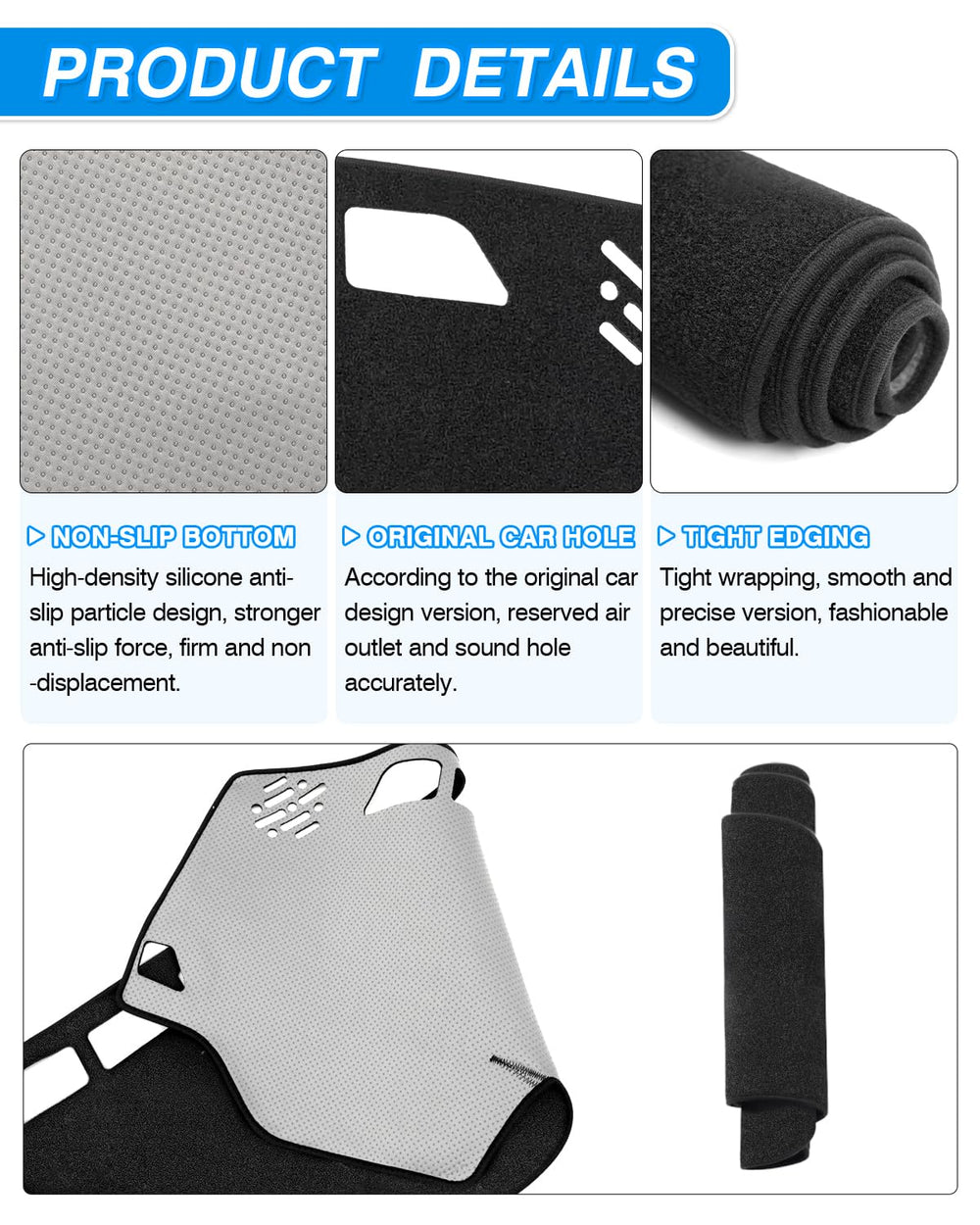 CARTIST dash cover with Velcro attachment ensuring slip-free installation