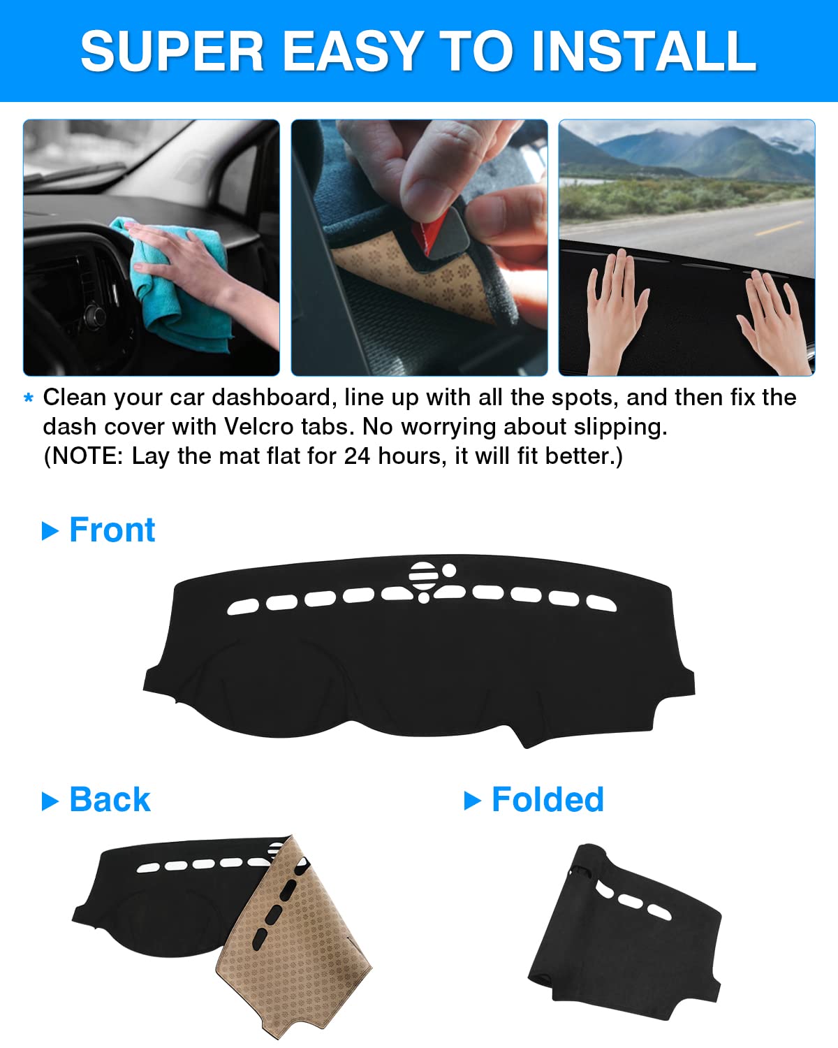 CARTIST dash cover installs easily on Jeep Grand Cherokee without adhesives.