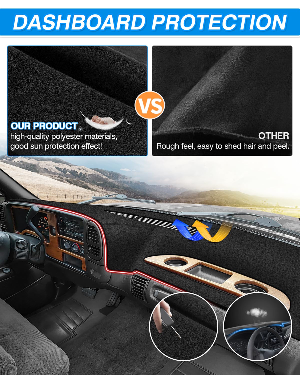 CARTIST dash cover installs easily on the dash with optional stickers.