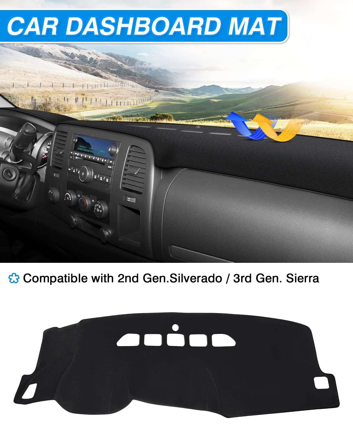 CARTIST dash cover provides heat insulation and sun protection for dashboards.