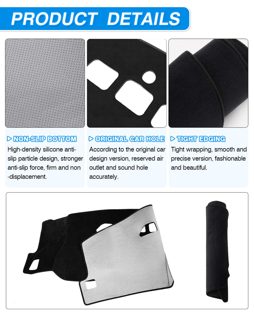 CARTIST dash cover silicone back demonstrates non-slip protection during driving.