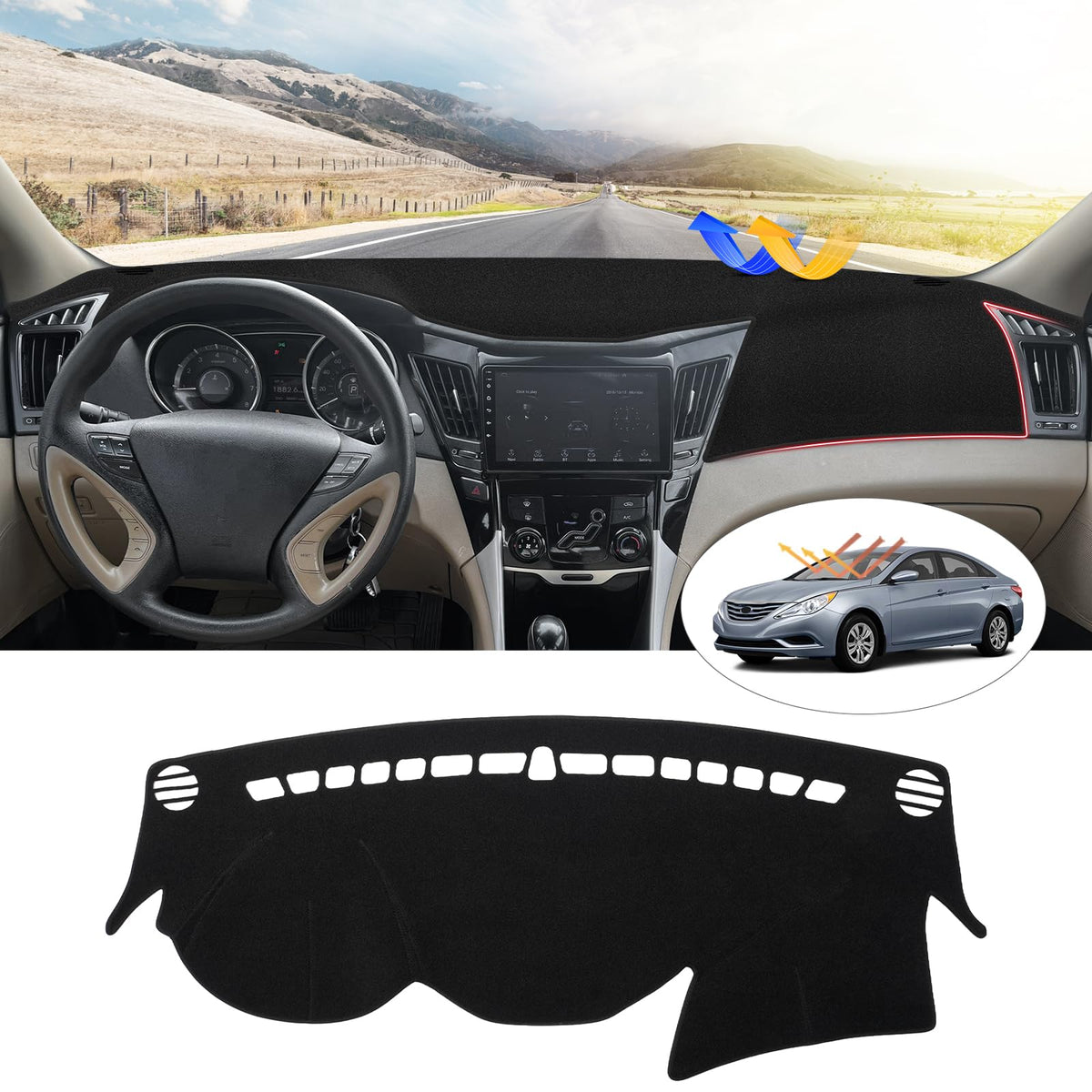 CARTIST Sonata dash cover with custom fit enhances interior look and UV protection.