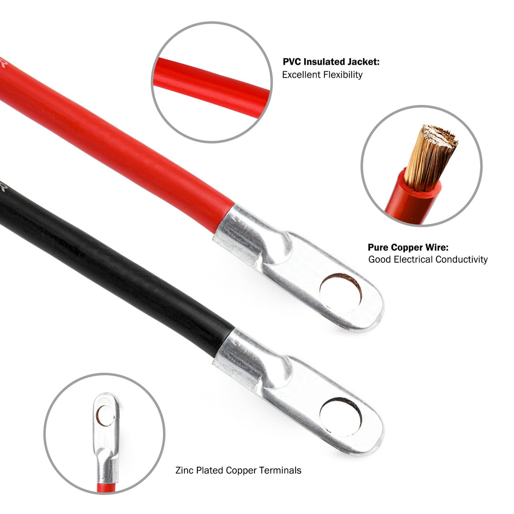 Cartman 4AWG 18-inch negative cable with corrosion-resistant lug and secure attachment.