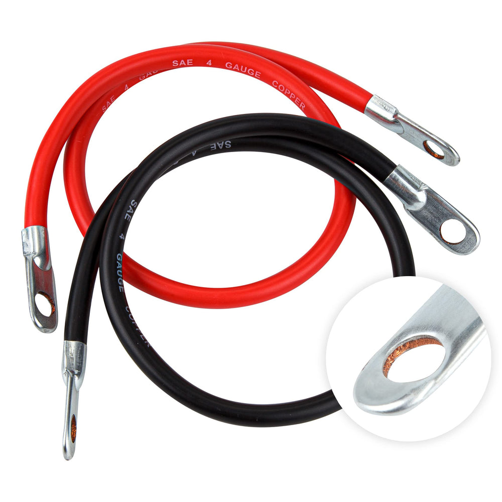 Cartman 4AWG 24-inch battery cable with positive terminal for secure power connections.