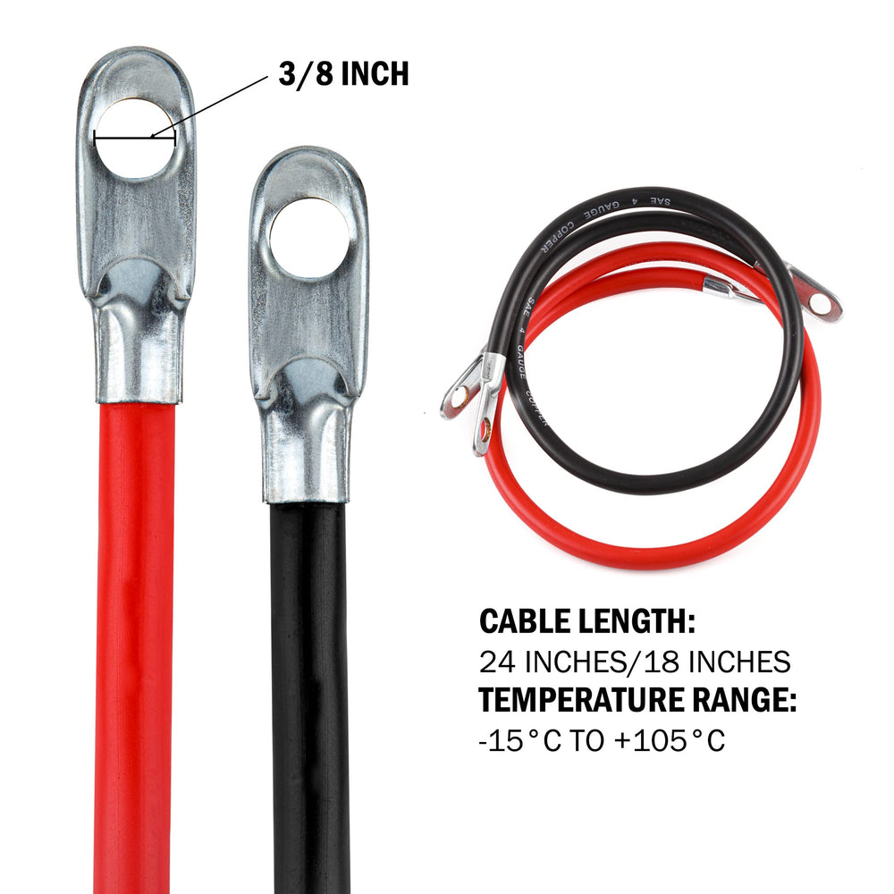 Cartman 4AWG copper wire with zinc-plated lug for corrosion resistance.