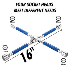 CARTMAN 4-Way chrome-plated tire iron for versatile lug removal
