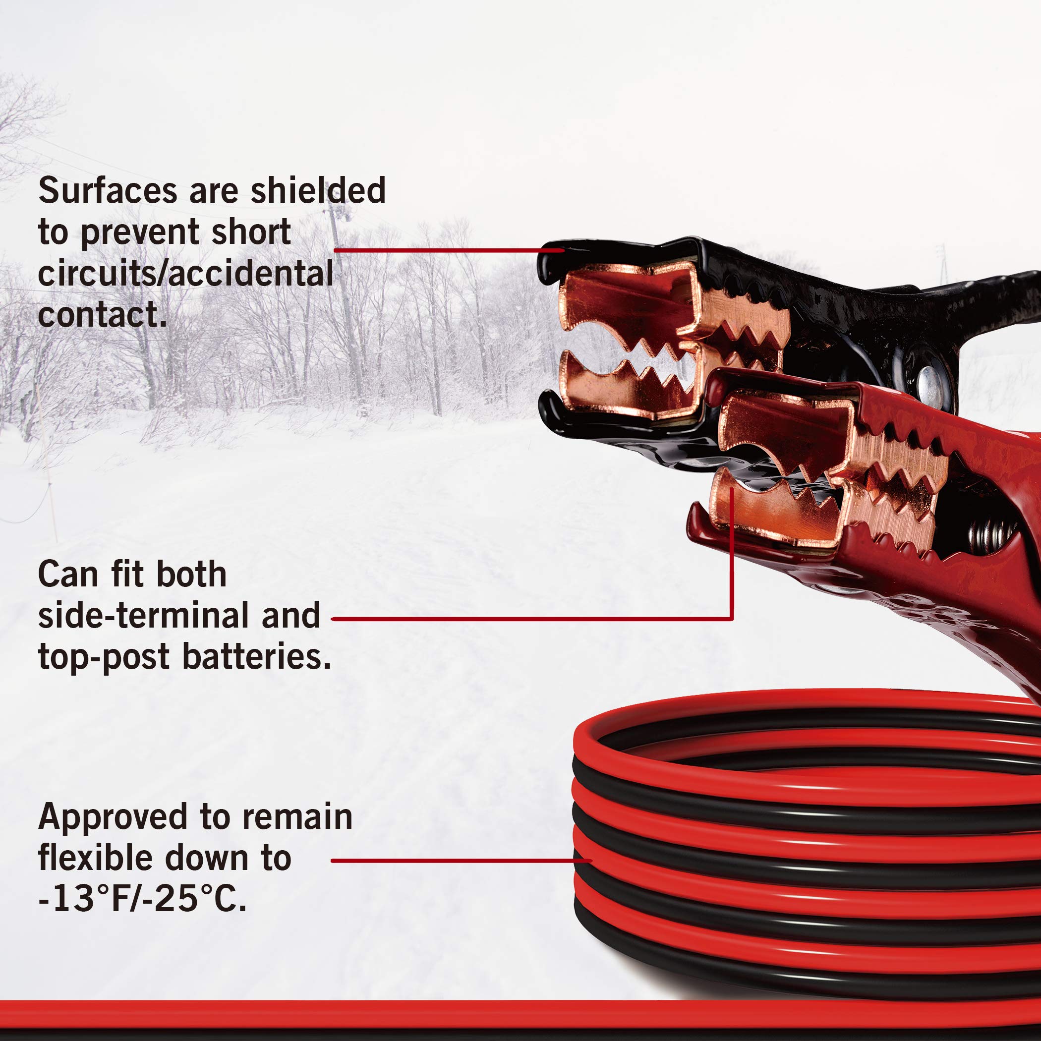 Cartman anti-rust clamps provide safety and durability during battery jumps.