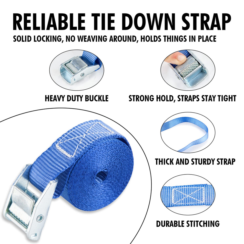 Cartman lashing strap close-up showing durable blue webbing and tight weave.