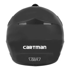 Cartman matte black motocross helmet chin strap demonstrates secure closure.