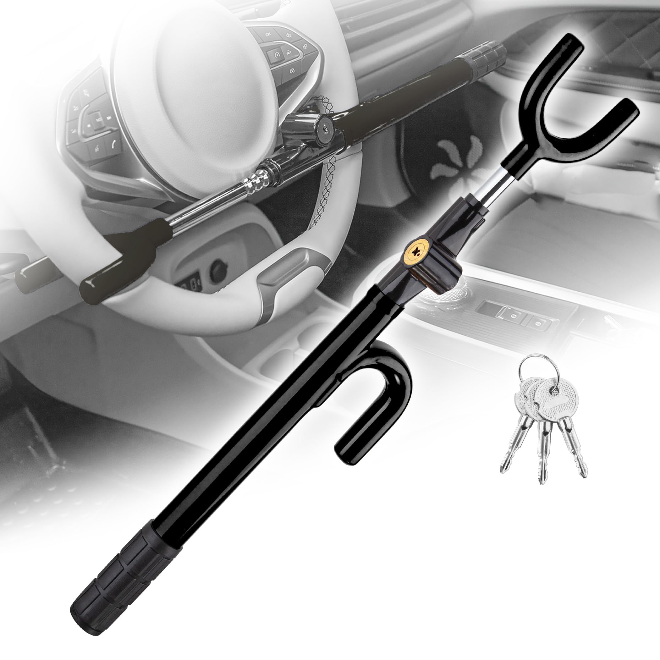 Cartman steering wheel lock front view showing sturdy steel construction