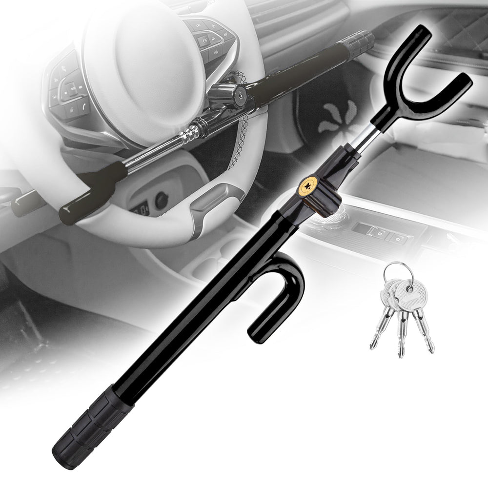 Cartman steering wheel lock front view showing sturdy steel construction