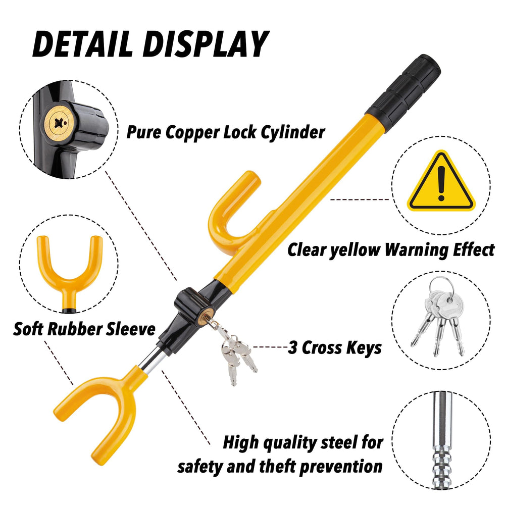 Cartman steering wheel lock emphasizes quick, easy installation.