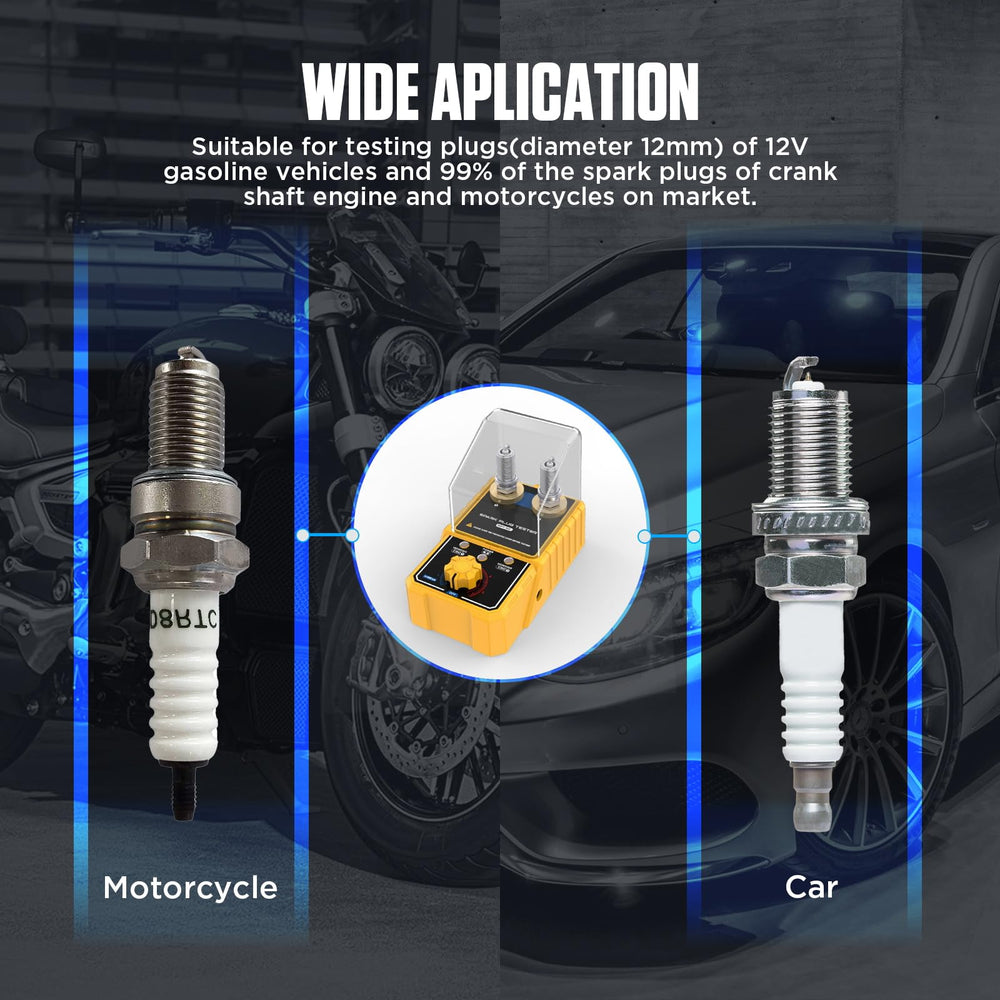 Cartoobe SPT101 12V compatibility covers most spark plugs.