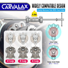 CARVALAX axle puller attachments enable hub and rear axle work