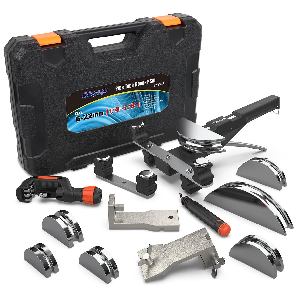 CARVALAX aluminum pipe bender set with seven heads for versatile HVAC tubing projects