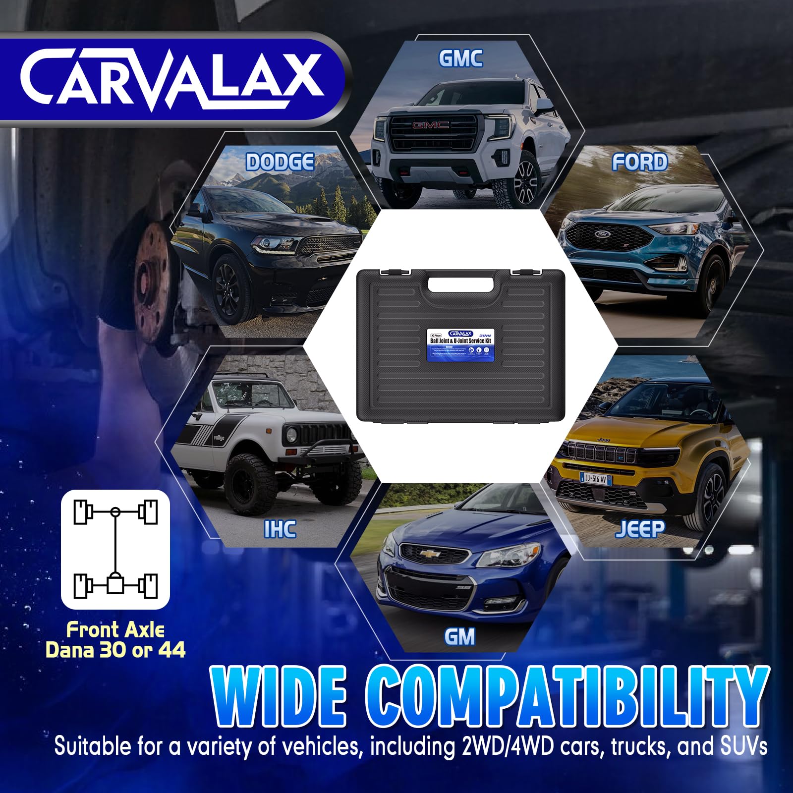 CARVALAX ball joint press kit durable carbon steel resists rust.