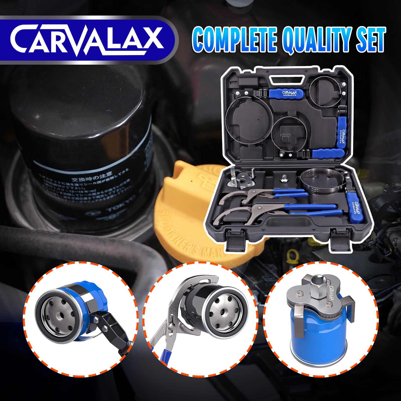 CARVALAX ergonomic PVC-handled wrenches for comfortable control.