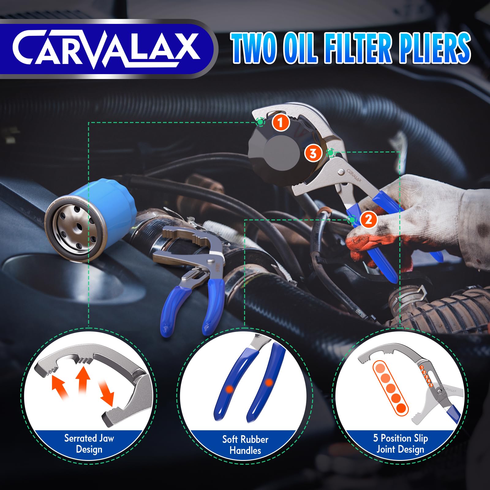 CARVALAX ratchet adapter from 1/2 to 3/8 inch for versatility.