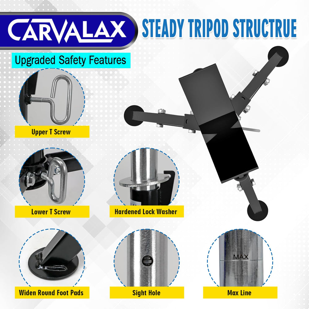 CARVALAX pipe stand with widened footpads reduces slipping risk.