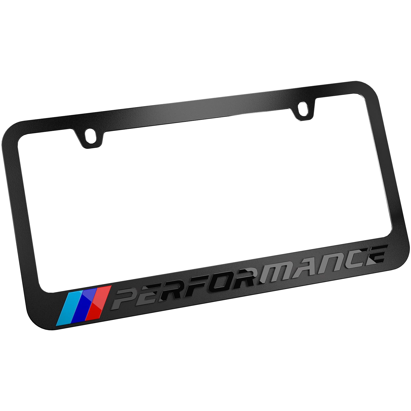 Carvenluxe black license plate frame rear view, sturdy finish complements any vehicle