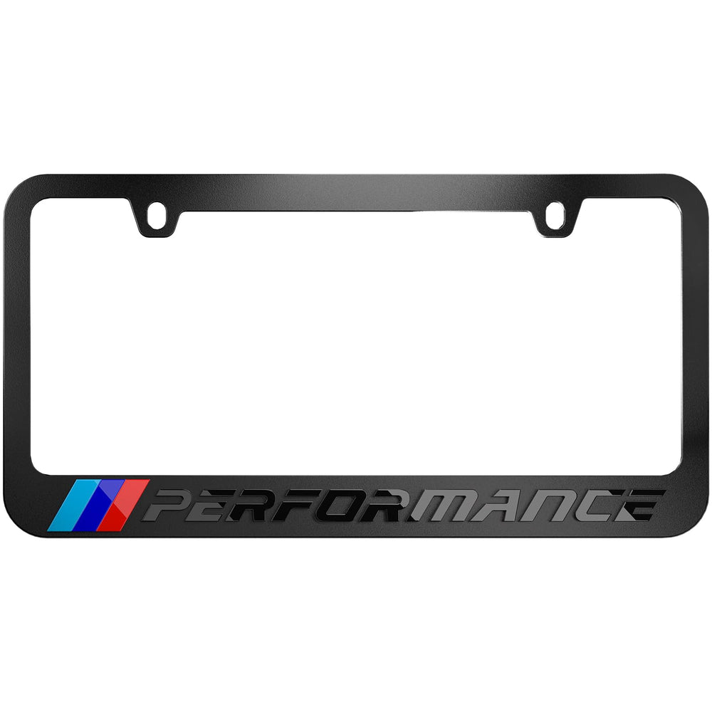 Carvenluxe black license plate frame side profile, slim silhouette for premium look