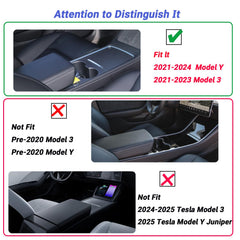 Carwiner hidden armrest storage tray model Y blends with interior
