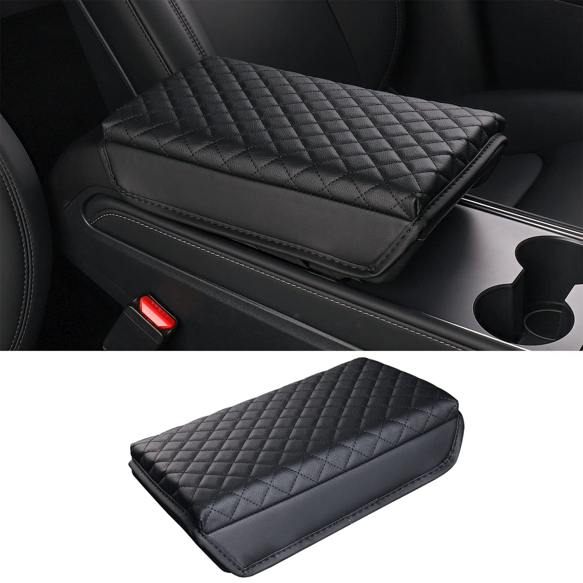 Carwiner center console cover for Tesla Model 3/Model Y – snug fit and protection.
