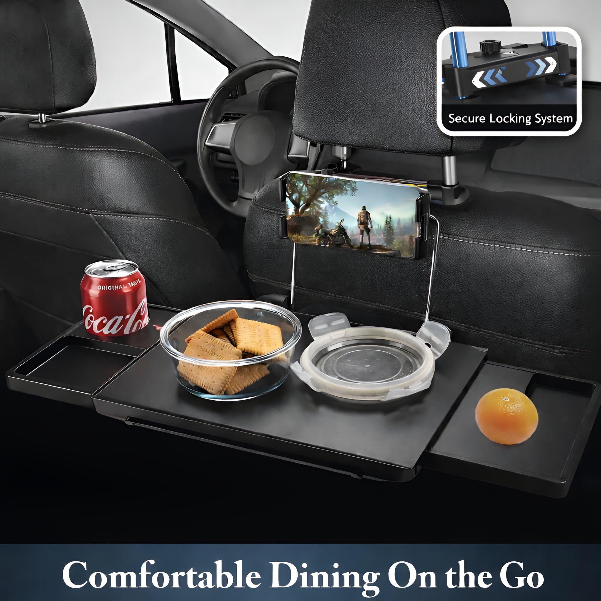 Casasara laptop steering wheel mount offers secure on-the-go workstation.