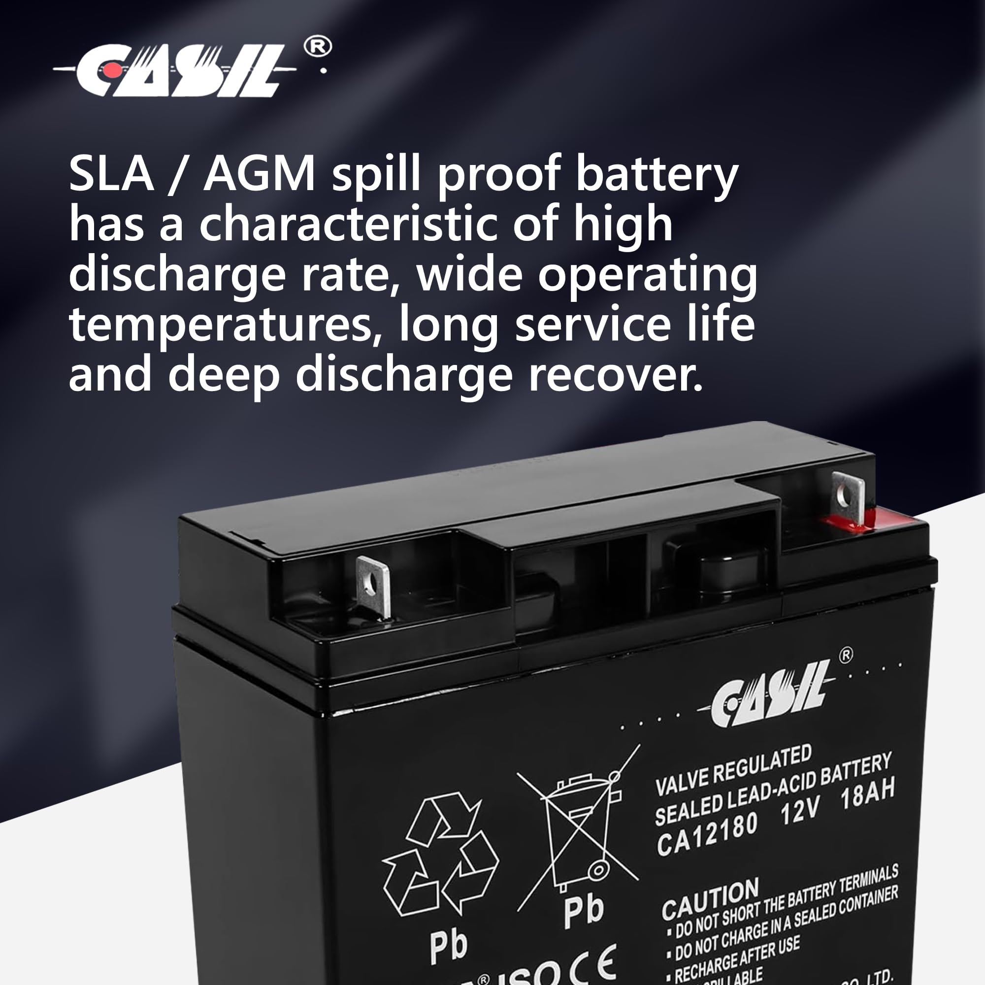Casil JNC660 spill-proof AGM design emphasized for safe operation