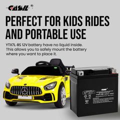 Casil YTX7L-BS 12V 7Ah battery, packaged and ready for installation