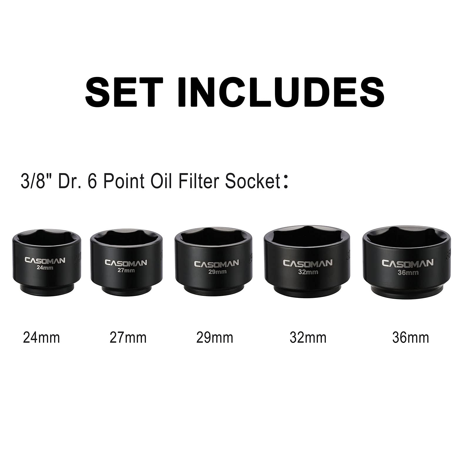 CASOMAN 29mm low-profile oil filter socket for canister-style caps.