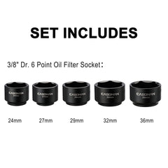 CASOMAN 29mm low-profile oil filter socket for canister-style caps.