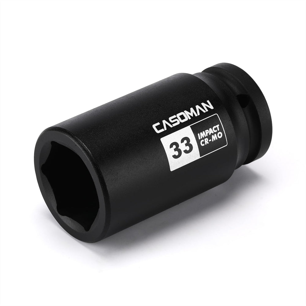 CASOMAN 34-drive 33mm axle-nut socket ready for high-torque removal.