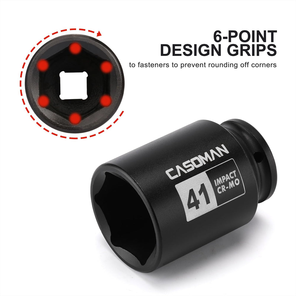 CASOMAN axle-nut socket in use for axle shaft removal