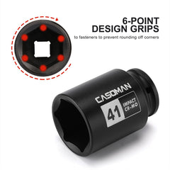 CASOMAN axle-nut socket in use for axle shaft removal