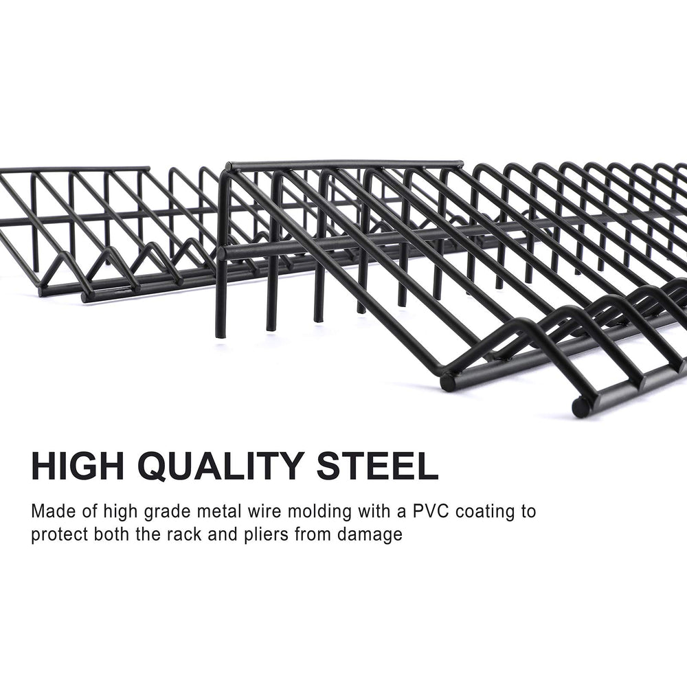 CASOMAN plier rack black finish on workbench provides sturdy organization.