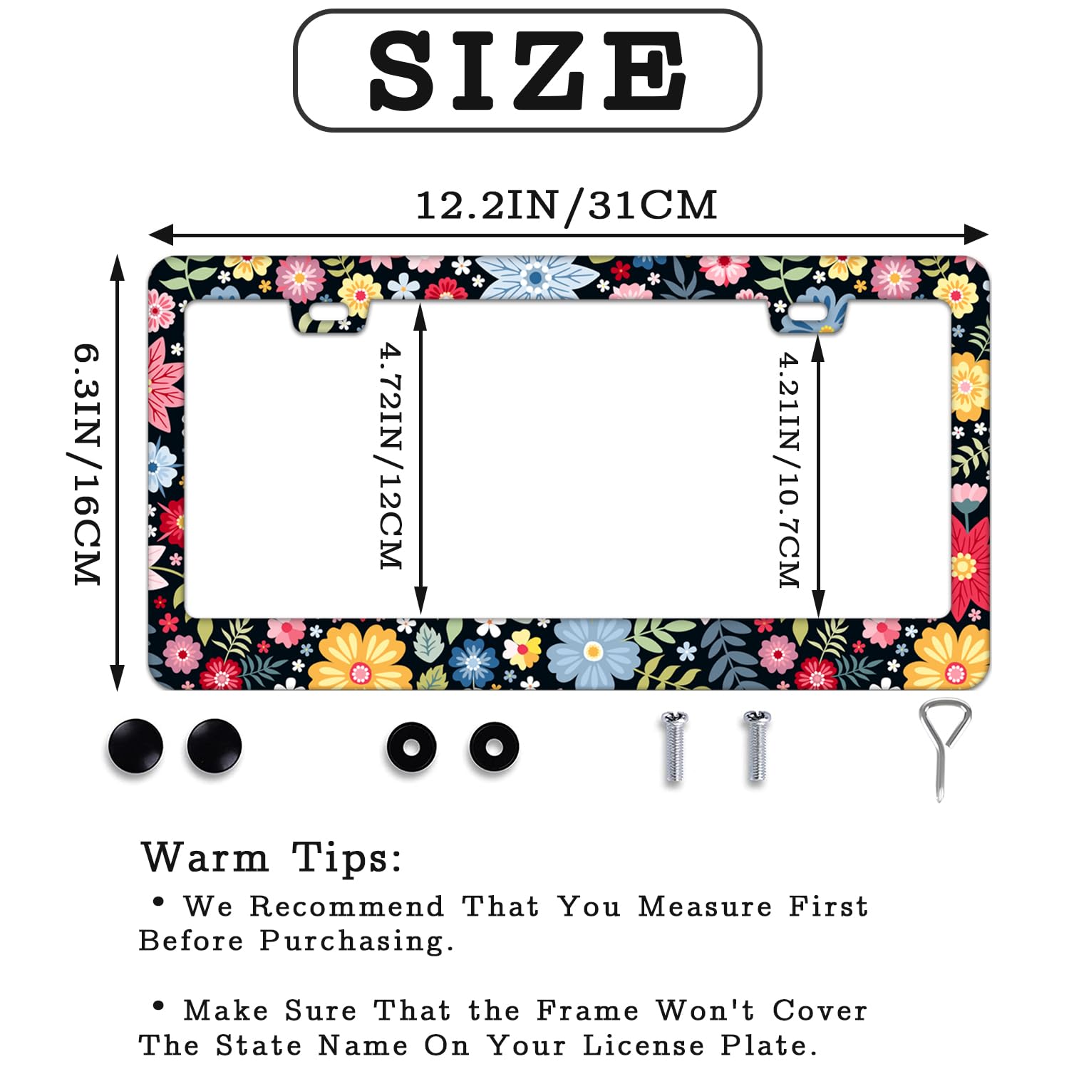 Casuru Hippie Flower Frame rear view adds colorful decor to your bumper