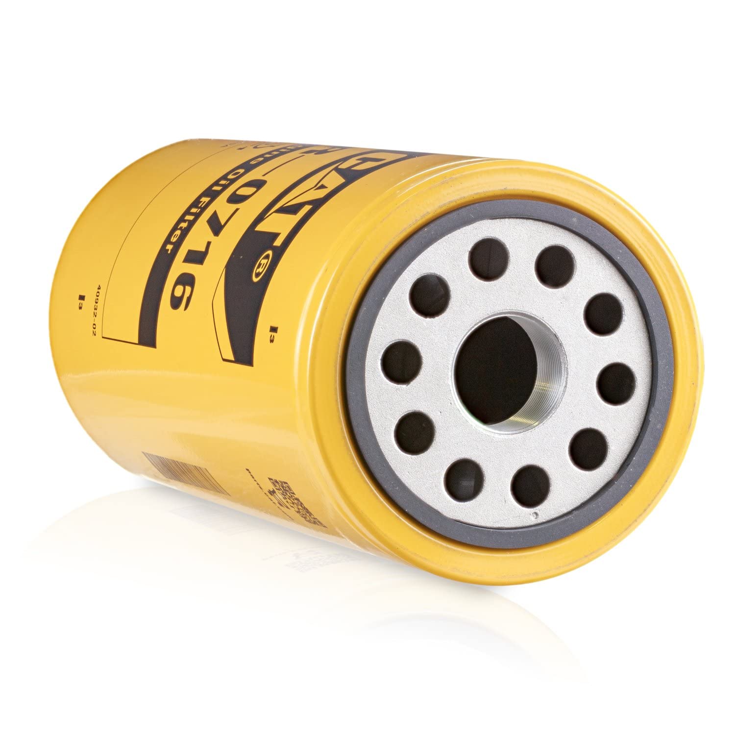 CAT 1R0716 engine oil filter side view, compact design for easy installation