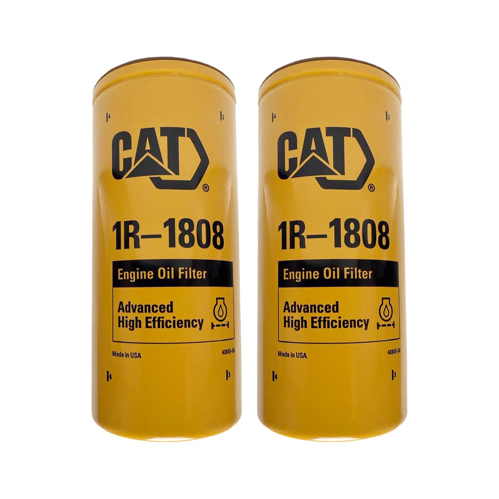 Caterpillar 1R-1808 oil filter pack of two, front view for fit reference