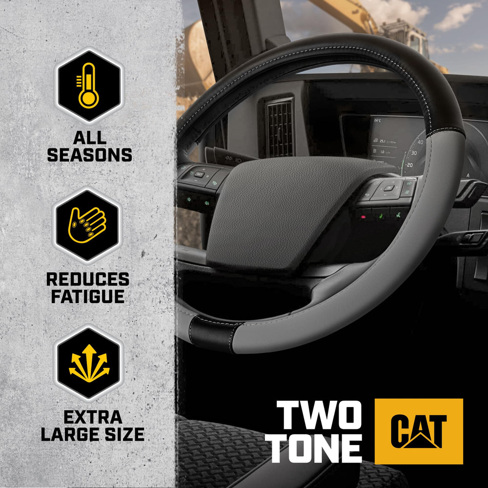 CAT BigDrive steering wheel cover install demonstrates easy slip-on setup for quick upgrade.